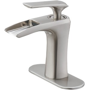 BWE Waterfall Single Hole Single-Handle Low-Arc Bathroom Faucet With Deck Plate - 1 of 4