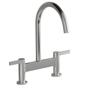 Modern two handle 2 hole bridge kitchen faucet with 360 degree swivel spout sink faucet - 1 of 4