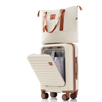 YONWAY Luggage, 20-Inch Carry-On Luggage with Expandable Travel Bag Set, ABS Hard Shell, with Cup Holder
