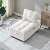 ModernLuxe Convertible Chaise Lounge Sofa Bed Sleeper Lazy Sofa Teddy Upholstered Accent Chair Reading Couch, Beige/Orange/Gray - 2 of 4