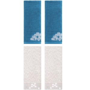 REGALWOVEN 4 Pcs 100% Cotton Floral Embroidered Soft Absorbent Decorative Hand Towel - 1 of 4