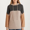 Anna-Kaci Women's Long Sleeve Color Block Knit Hoodie with Drawstring and Relaxed Fit - 3 of 4