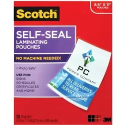 Scotch Self-Sealing Laminating Pouch, 9 x 11-1/2 Inches, Clear, pk of 25