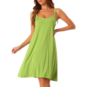 cheibear Women's Back Cross Spaghetti Straps Suspenders Pajama Dress - 1 of 4