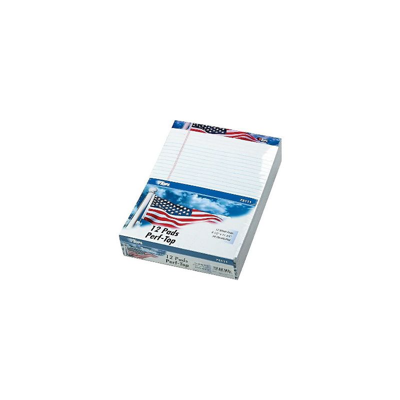TOPS American Pride Writing Pad Legal/Wide 8 1/2 x 11 3/4 White 50 Sheets Dozen 75111, 2 of 5