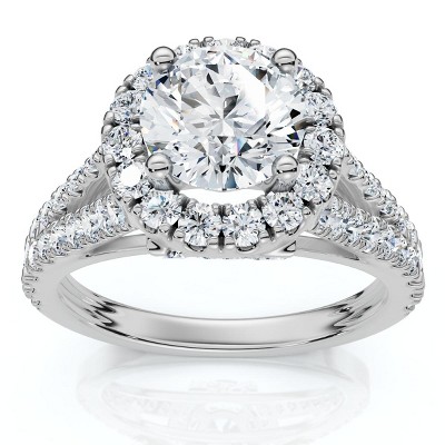 Pompeii3 1 3/4Ct Diamond & Moissanite Halo Engagement Ring in 10k Gold