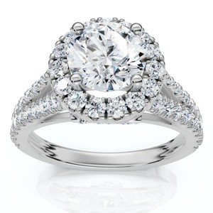 Pompeii3 1 3/4Ct Diamond & Moissanite Halo Engagement Ring in 10k Gold - 1 of 4