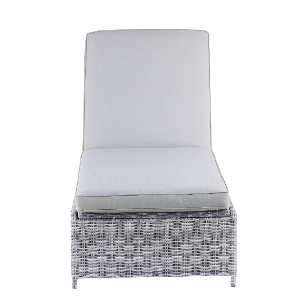 Vallauris Outdoor Storage Chaise Lounge - Gray Wicker - Adore Decor