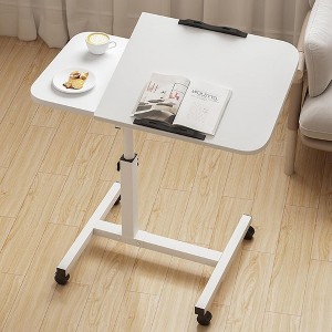 Overbed Table with Height Adjustable,   Over Bed Table Movable Rolling Bedside Table Standing with Wheels, Desk Table with 0-90 Degrees Tilting - 1 of 4