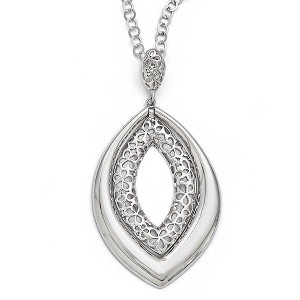 Black Bow Jewelry Polished and Floral Marquise Shaped Necklace in Sterling Silver, 18 in - 1 of 4