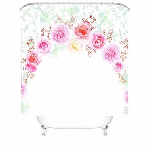Pink Gradient Flowers Shower Curtains for Bathroom Waterproof Fabric Bath Curtain Durable Soft Stylish Bathroom Decor 72x72 Inch - 1 of 1