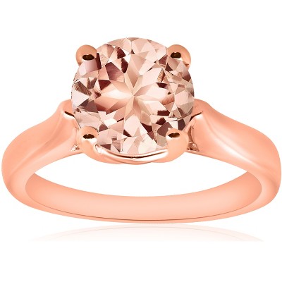 Pompeii3 8MM Round 1 3/4CT Genuine Morgranite 14k Rose Gold Solitaire Engagement Ring