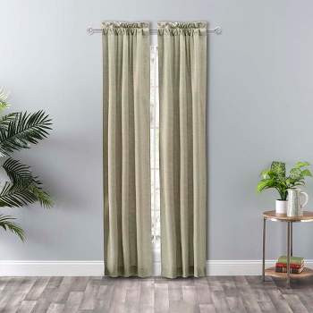 Ellis Curtain Lisa Solid Poly Cotton Duck Fabric Tailored Panel Pair with Ties Mist