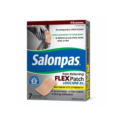 Salonpas Lidocaine 4% Pain Relieving Flex Patch - Odor Free - 7ct