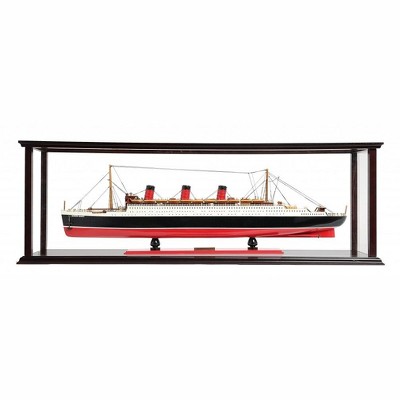 HomeRoots 15" Black and Red Solid Wood Hand Painted RMS Queen Mary Large Display Case Model Boat