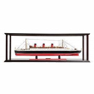 HomeRoots 15" Black and Red Solid Wood Hand Painted RMS Queen Mary Large Display Case Model Boat - 1 of 4