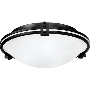 Possini Euro Design Modern Ceiling Light Flush Mount Fixture 16 3/4" Wide Oil Rubbed Bronze 3-Light Marbleized Glass Bowl for Bedroom Kitchen Hallway - 1 of 4
