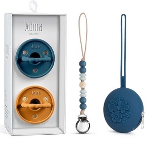 Adora Pacifier Gift Set – Silicone Pacifiers, Pacifier Clip & Travel Case – Newborn & Toddler Soothing Essentials, BPA-Free - 1 of 4