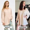 EXLURA EXLURA Womens Spring Long Sleeve Shirts V Neck Casual Maternity Tops Loose Babydoll Pullover Dressy Tunic Blouse Outfits 2025 Apricot - 2 of 4