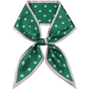 INSPIRE CHIC Women's Contrast Color Floral Printed Skinny Long Satin Silky Neck Scarves 1Pc - 1 of 4