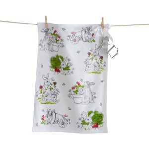 tagltd Bunny Dish Towel & Cookie Cutter Set - Easter Kitchen Textiles, Multicolor Cotton, Machine Wash, 26" x 18" - 1 of 2
