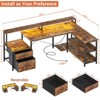 Aheaplus Home Office Desk with Charging Station, Reversible L-shaped Computer Desk with Drawers, LED Lights - 2 of 4