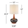360 Lighting Andi Modern Mid Century Table Lamp 24 1/2" High Hammered Brown Ceramic Red Oak Wood Off White Shade for Bedroom Living Room Bedside Desk - 4 of 4