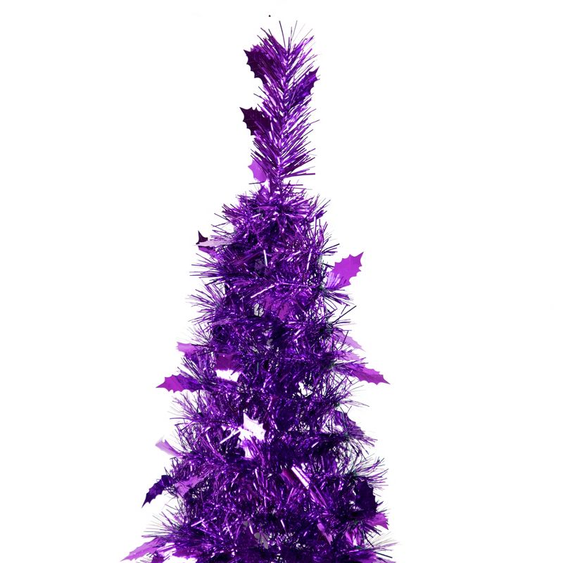 Northlight 6' Purple Tinsel Pop-Up Artificial Christmas Tree, Unlit, 6 of 8