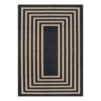 Lahome Rectangle Geometric Frame Machine Washable Outdoor Area Rug-Durable Carpet for Patio, Deck, or Garden