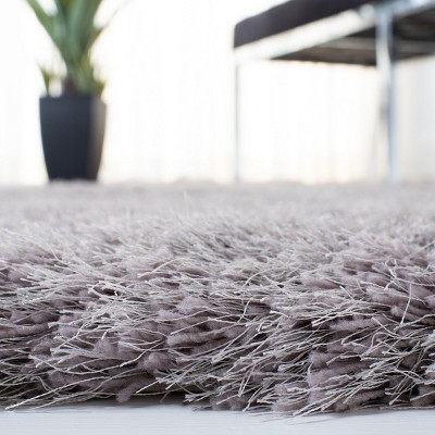 Gray Hand-Tufted Synthetic Shag Area Rug 4' x 6'