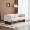 77" Modern 3-Seater Sofa, Square Arm Boucle Upholstery, Solid Wood Base, Minimalist Design,Beige -- Frevyn - 4 of 4