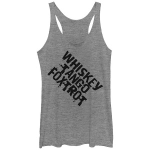 Women's Lost Gods Distressed Whiskey Tango Foxtrot Racerback Tank Top - 1 of 3