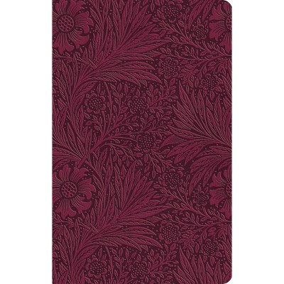 ESV Large Print Value Thinline Bible (Trutone, Raspberry, Floral Design) - (Leather Bound)