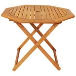 Sunnydaze Outdoor Meranti Wood with Teak Oil Finish Folding Octagon Patio Dining Table - 35" - Brown