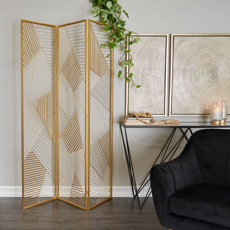 Glam Geometric Room Divider Screen Gold - Olivia &#38; May, 2 of 6