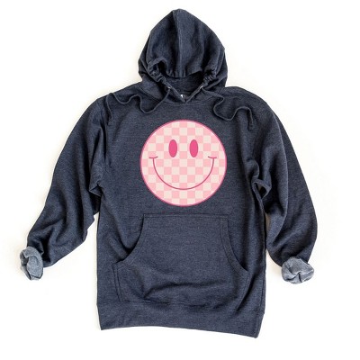 Simply Sage Market Women's Graphic Hoodie Pink Checker Smiley Face