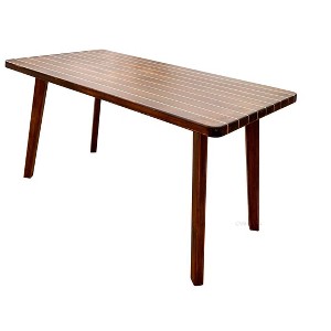 Nautical Dining Table – Inlay Wood Stripes – 30H Coastal Cedar Furniture By Old Modern Handicrafts - 1 of 4