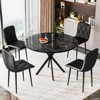 Hooseng 38.5" Round Dining Table Modern Style Kitchen Table With MDF Table Top And X-Shaped Pedestal Metal Legs, Small Bar Table For 2 To 4 People - 3 of 4