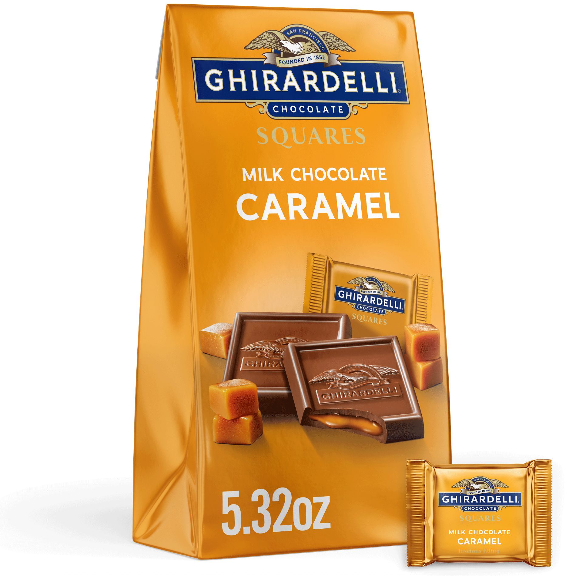 Ghirardelli Milk Chocolate Candy SQUARES with Caramel Filling - 5.32oz