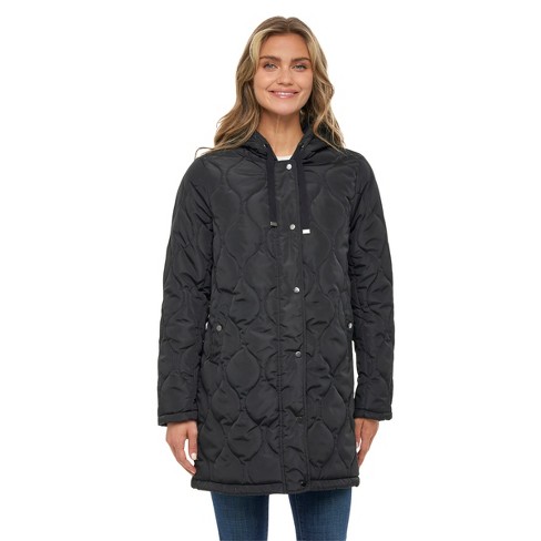 Women's Onion Quilted Jacket with Hood - S.E.B. By SEBBY Black Small