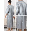 Lars Amadeus Men's 3/4 Sleeves V Neck Comfy Pajamas Satin Striped Nightshirts - 4 of 4
