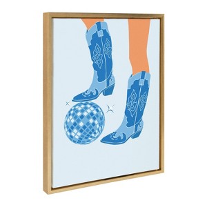 Kate & Laurel All Things Decor 18"x24" Disco Cowgirl Blue Framed Canvas by Honey Island Studio Bright Gold - 1 of 4