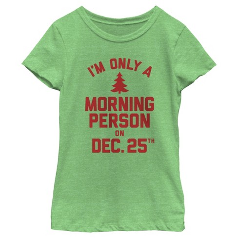 Girl's Lost Gods Only Morning Person on Xmas T-Shirt - image 1 of 4