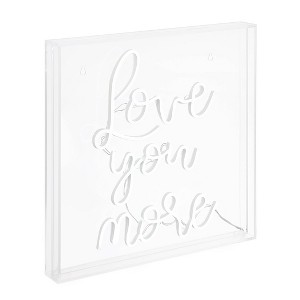 15" Love You More Square Contemporary Glam Acrylic Box USB Operated LED Neon Light White - JONATHAN Y: Modern Decor, Integrated LED, USB Powered - 1 of 4