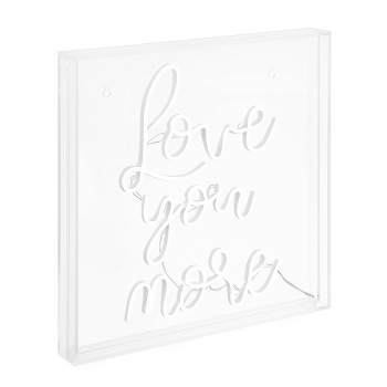 15" Love You More Square Contemporary Glam Acrylic Box USB Operated LED Neon Light White - JONATHAN Y