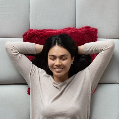 Maroon 18" x 18" Shaggy Faux Fur Throw Pillows Set