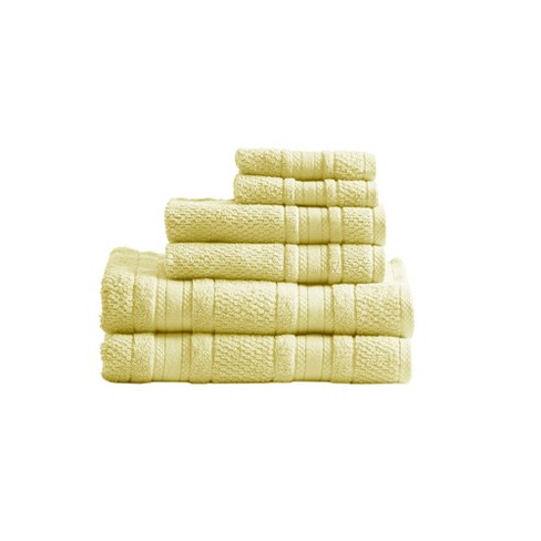 6pc Roman Super Soft Cotton Quick Dry Bath Towel Set Yellow - Madison Park