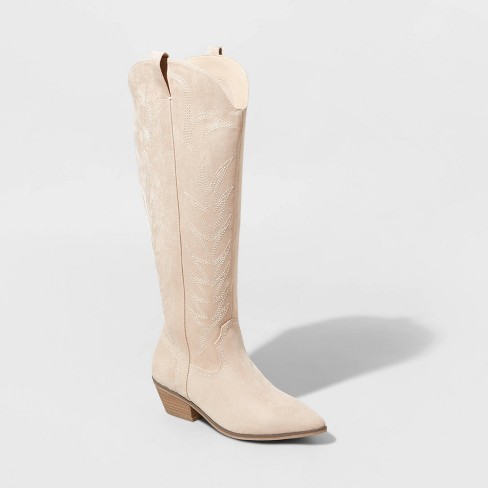 Women's Sommer Stitch Wide Calf Western Boots - Universal Thread™ Tan 6 ...