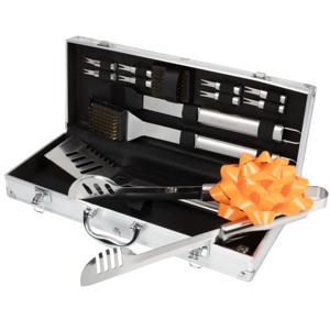16-Piece BBQ Grill Accessories Set - Barbecue Tool Kit with Aluminum Case for Home Grilling - Great Gift for Birthday or Father’s Day by Home-Complete - 1 of 4