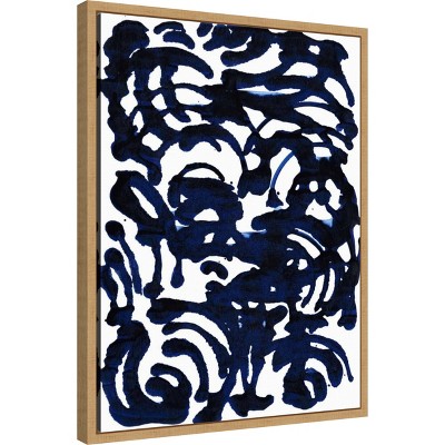 Indigo Swirls Abstract Blue Canvas Wall Art Print